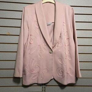Donovan - Galvani Womens Blazer Pink Embroidered VTG ‎ size  16 Bust 44